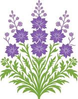 Decorative Delphinium flower symbol vector