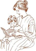 Painted Handdrawn Mom Reading vector