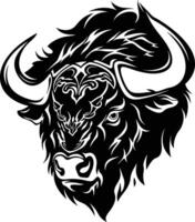 Powerful Bull Head Tribal Tattoo Design In Black And White. vector