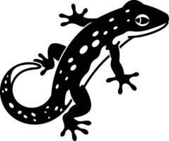 Spotted Gecko Silhouette, A Reptile In The Sun. vector