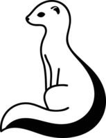 Sleek Black And White Illustration Of A Weasel. vector