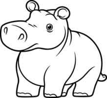 Adorable Baby Hippopotamus Standing In The Sun. vector