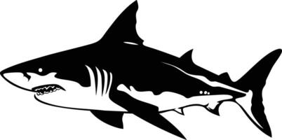 Great White Shark Silhouette, Fearsome Aquatic Predator. vector