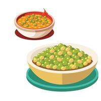 Two bowls of peas and beans on a white background vector