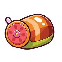 A cartoon snail with a green shell and orange top vector