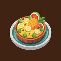 A plate with fruit and vegetables on it vector