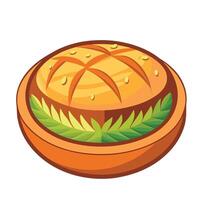 A hamburger in a bowl with lettuce on top vector