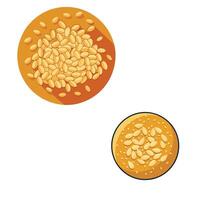 A plate with a bowl of rice and a bowl of beans vector