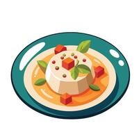 Pumpkin pudding with cheese and vegetables on a plate vector