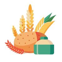 A loaf of bread and wheat with leaves vector