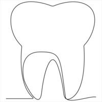 Single line continuous drawing of tooth simple dental tooth line art illustration vector