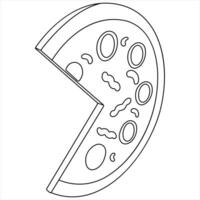 Continuous single line drawing of slice of hot pizza concept world food day line art vector