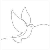 Single line continuous line drawing of bird minimalist bird pigeon outline design vector