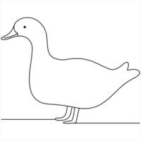 Continuous single line art drawing of pet animal duck concept single line draw style design vector