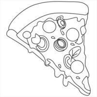 Continuous single line art drawing of slice of hot pizza concept world food day outline design vector
