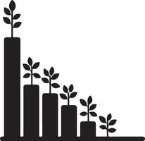 Unique Growth Graph Silhouette Design for Creative Projects vector