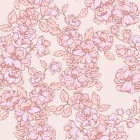 Pastel beige seamless pattern with chic blooming pattern. Artistic abstract floral seamless print. drawing illustration. Stylized wild flowers patterned. Design for fabric, fashion, textile vector