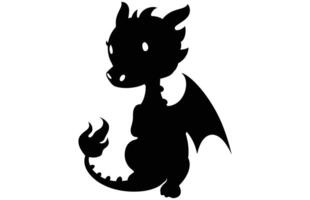 Cute Dragon Silhouette - Playful Baby Dragon Outline Design vector
