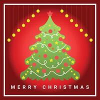 Merry Christmas greeting card with frame decorated with Christmas balls and Christmas tree vector