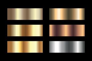 Metallic color gradient background set. Gold, bronze and silver color gradient vector