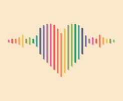 Rainbow colored sound wave heart icon. Music equalizer vector