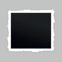 Blank retro photo frame with torn edge. Photographic print vector