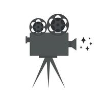 Retro movie camera flat icon isolated on white background. Movie concept vector