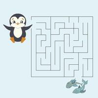 Labyrinth maze find a way kids layout for game cartoon doodle hand drawn illustration vector