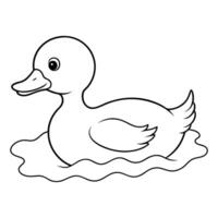 A duck swimming in the water coloring page vector