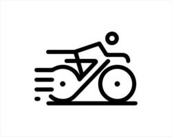 A black and white icon of a man riding a bicycle vector