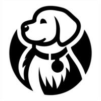 A black and white dog logo with a collar vector