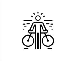 A man with a bicycle icon on a white background vector