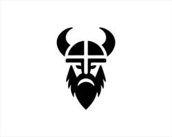 A viking head logo with horns and a cross vector