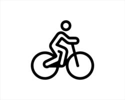 A black and white line drawing of a person riding a bicycle vector