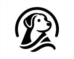 A dog logo with a wave pattern vector