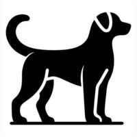 A black and white silhouette of a dog vector
