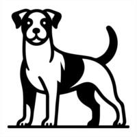 A black and white dog standing on a white background vector