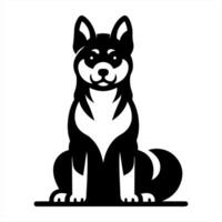 A black and white dog with a white background vector