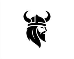 A viking head logo with horns and a beard vector