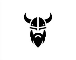A viking head logo with horns and a beard vector