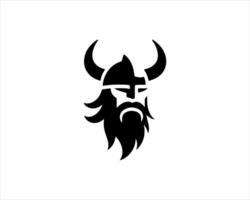 A viking head logo with horns and a beard vector