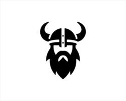 A viking head logo with horns and a beard vector