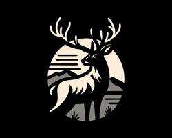 A deer with antlers in the middle of a black background vector