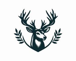 A deer head with leaves on it vector