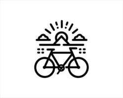 A bicycle with mountains in the background vector