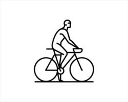 A man riding a bicycle line icon vector