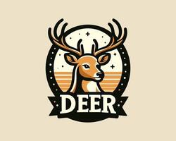 A deer logo with the word deer on it vector