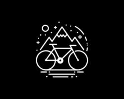 A bicycle is in the mountains with mountains in the background vector