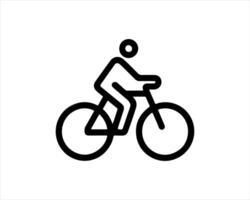 A black and white illustration of a person riding a bicycle vector