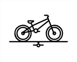A black and white illustration of a bicycle on a rack vector
